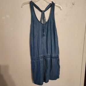 Splendid Chambray 3.5" Shorts Romper Crossback Size L NWT